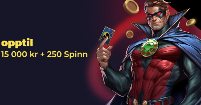 Hovedbanneret for HighFly Casino, hvor maskoten tilbyr bonuser til nye spillere i hele Norge.